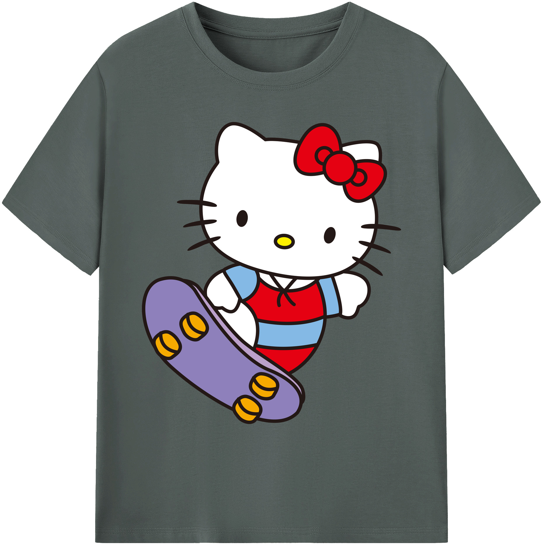 （画像用） Hello Kitty ハローキティ 綿100％ メンズ半袖Tシャツ｜肌触りやわらか＆通気性